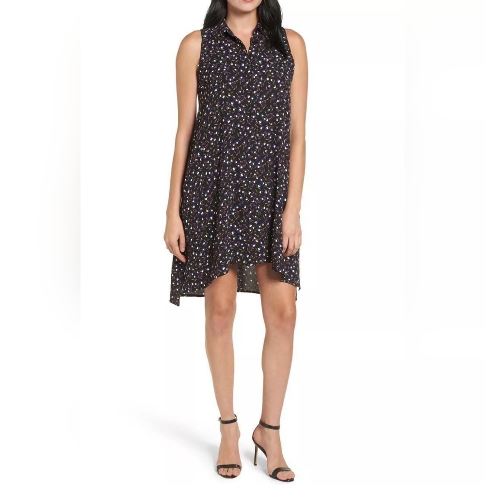 Anne Klein Trapeze Geometric Pattern Collared Sleeveless Shift Dress Size 4 NWOT